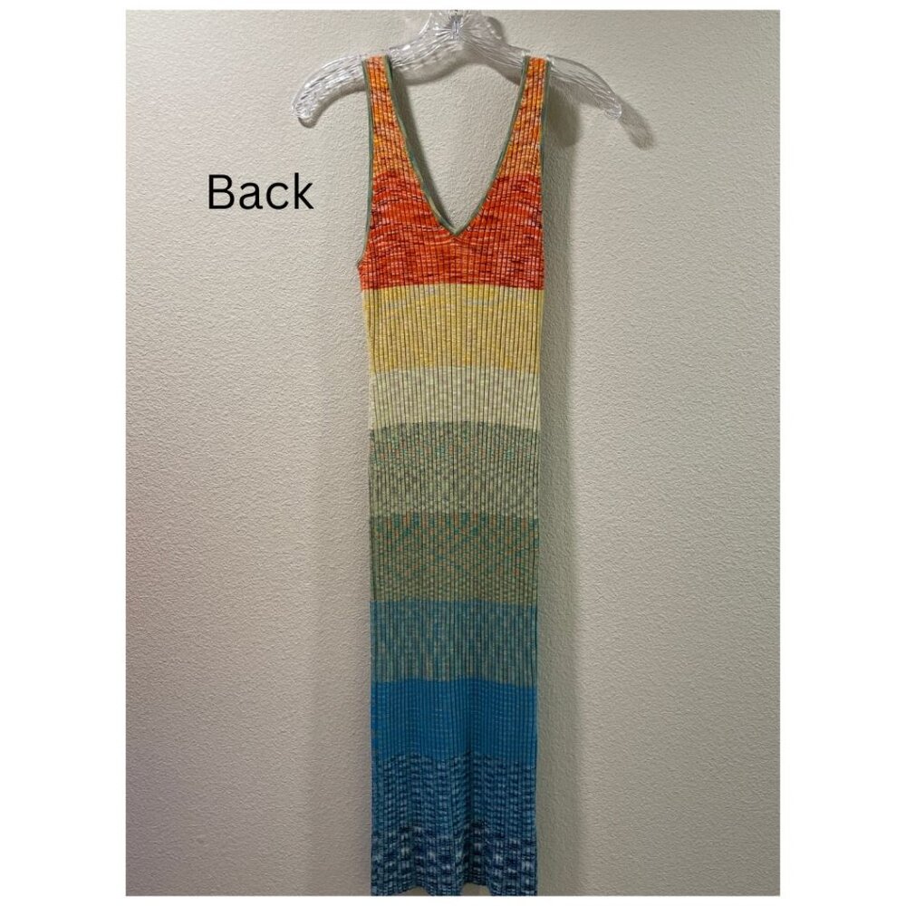 NEW STAUD "Dana" Rainbow Sweater Dress Bodycon Rib Knit Sleeveless Maxi Size M - Picture 3 of 11